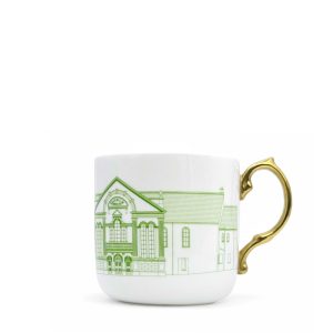 Capel Salem Mug - Green with Gold Handle